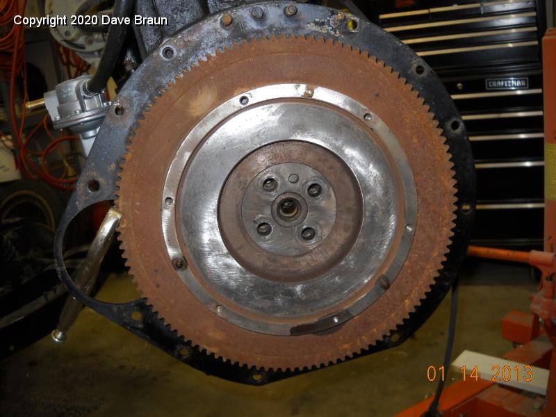 Spitfire1974/Restoration/Engine/Engine Teardown/Flywheel ready to come off